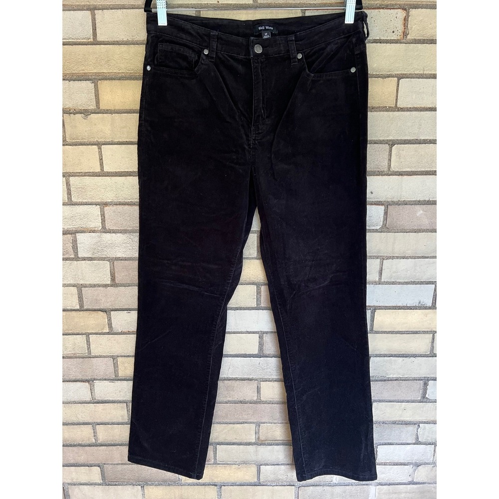 Well Worn Black Corduroy Straight Leg Pants Size 12 Stretch
